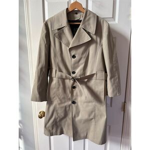 Vintage 80s Belted Trench Coat Size 38 Short with detachable‎ interior Warm